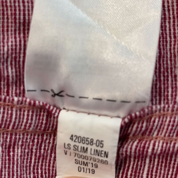 Banana Republic Mens Shirt Large Slim Red Checked Long Sleeve Button Up Adult - Picture 5 of 7